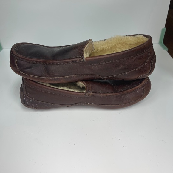 Men’s Ugg 5379 Ascot Leather Slippers in Dark Spice size 10 - Picture 6 of 6